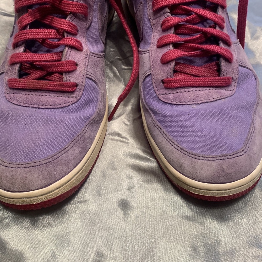 🌹VINTAGE Nike Air AF1 Lite Women’s • Purple & Pink Suede High Top Sneakers - Picture 9 of 16